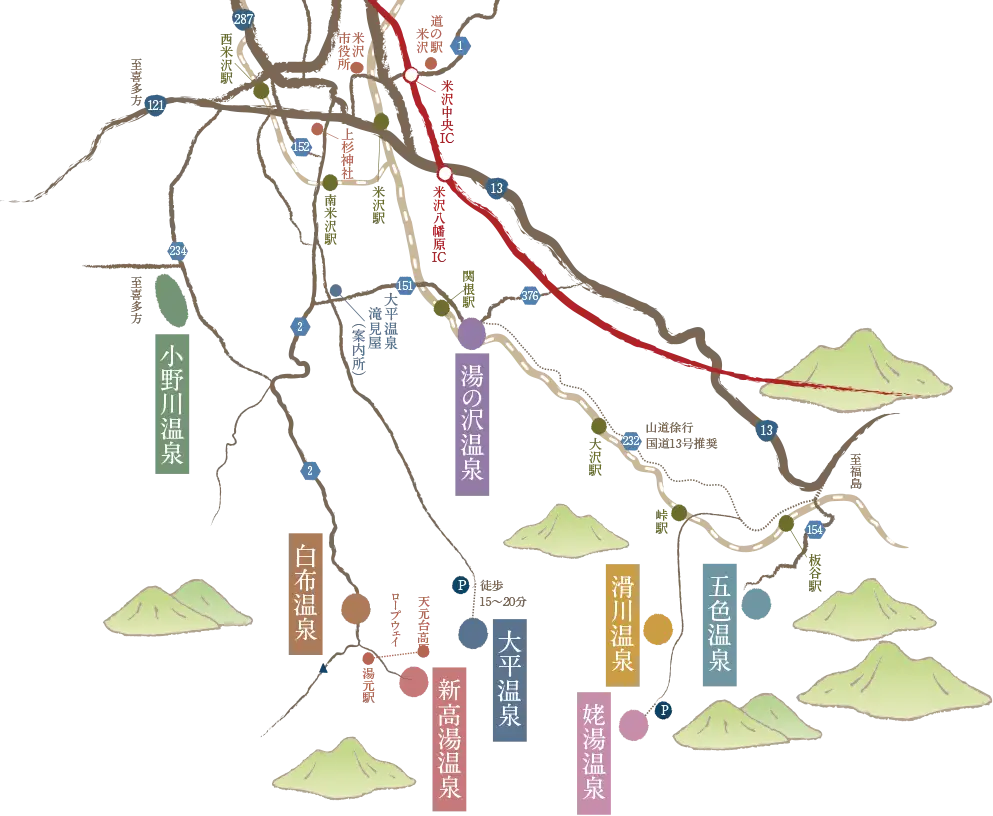 米沢八湯MAP