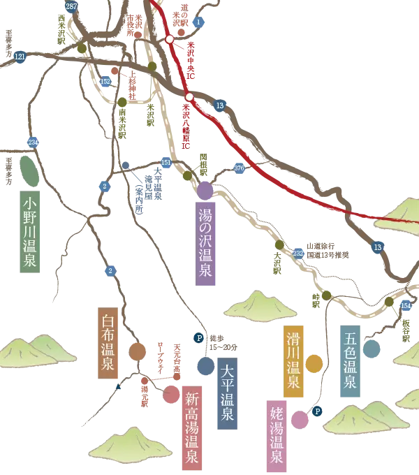 米沢八湯MAP